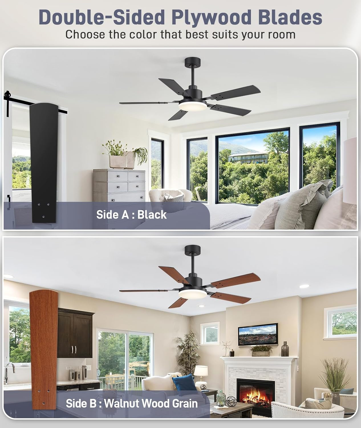 Fifty TwoInch Ceiling Fan With Energy Efficient LED Lighting