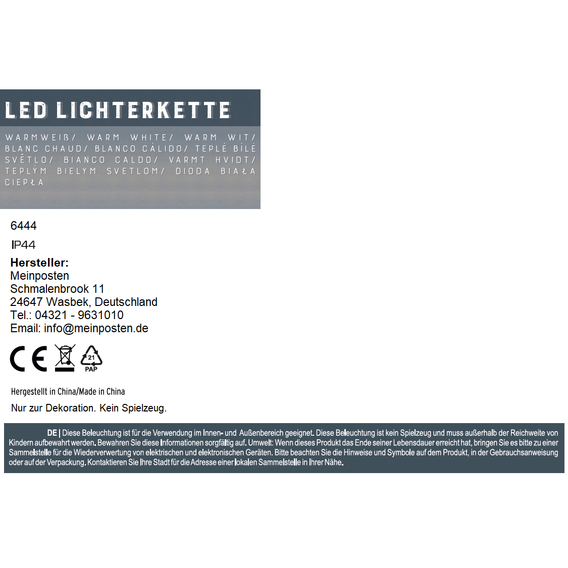 Lichterkette warmweiß 1128 LED Timer Weihnachtsbeleuchtung innen & außen