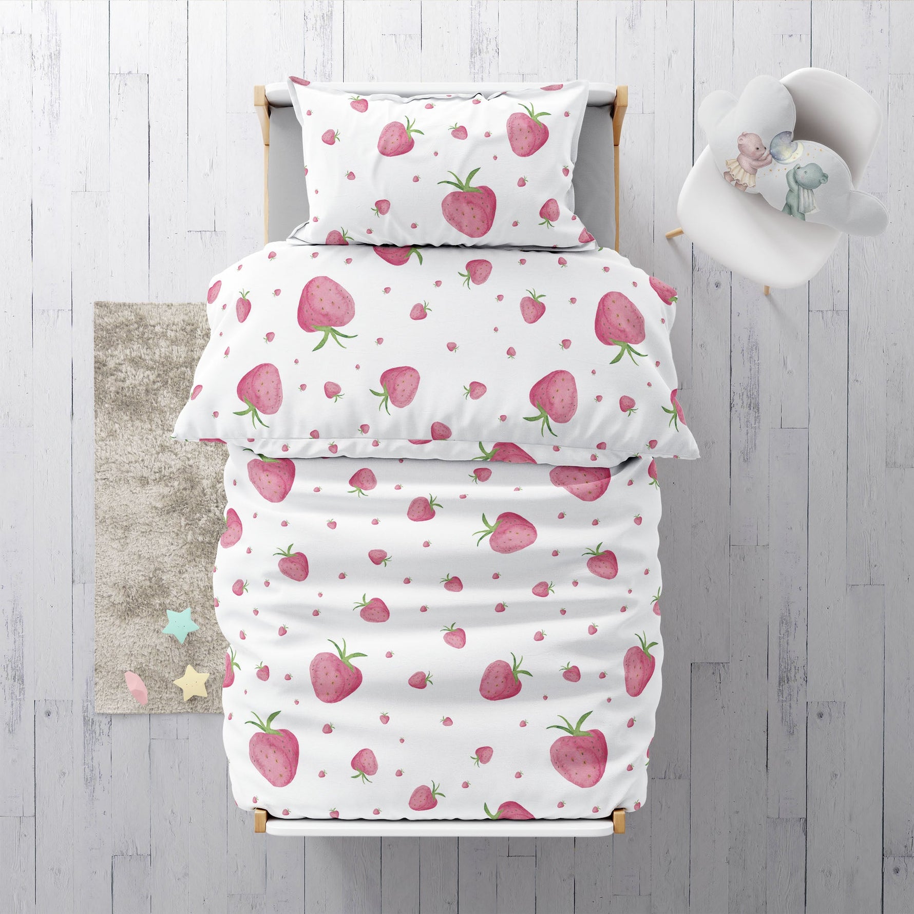 “Erdbeeren” Premium Kinderbettwäsche