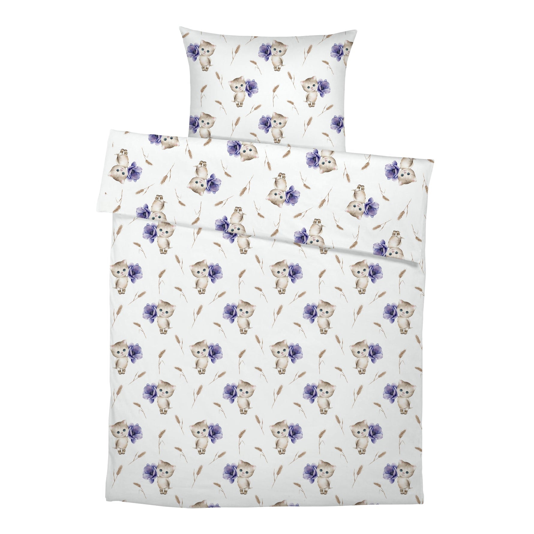 "Katze mit Blumen" Premium Kinderbettwäsche