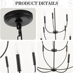 Nine Light Black Chandelier For Entryway Modern Farmhouse