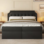 MainMall PU-Doppelbett mit Metallrahmen