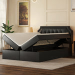 MainMall PU-Doppelbett mit Metallrahmen