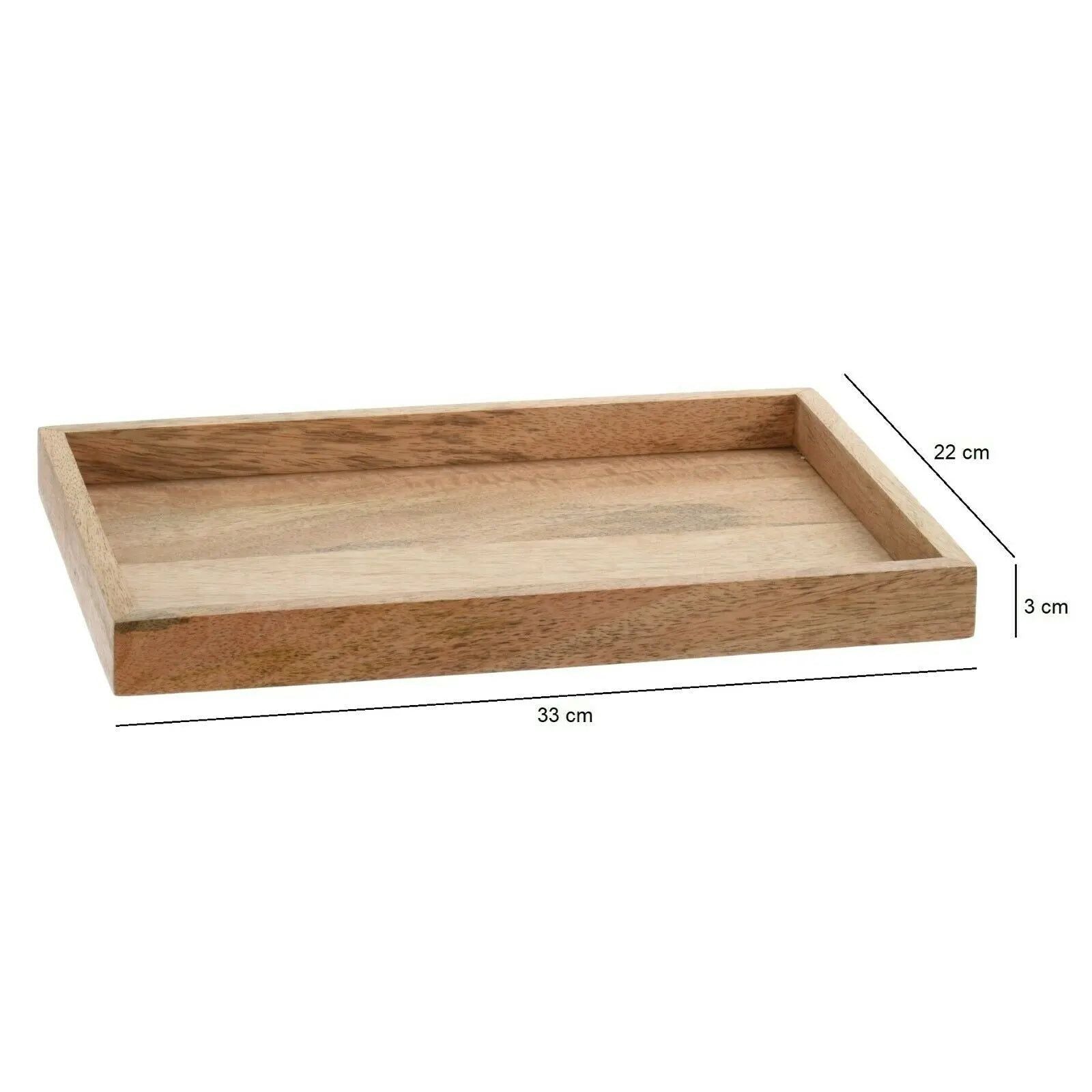 Tablett Mangoholz Holztablett Tischdeko Landhaus Dekotablett Mango Holz 33x22 cm
