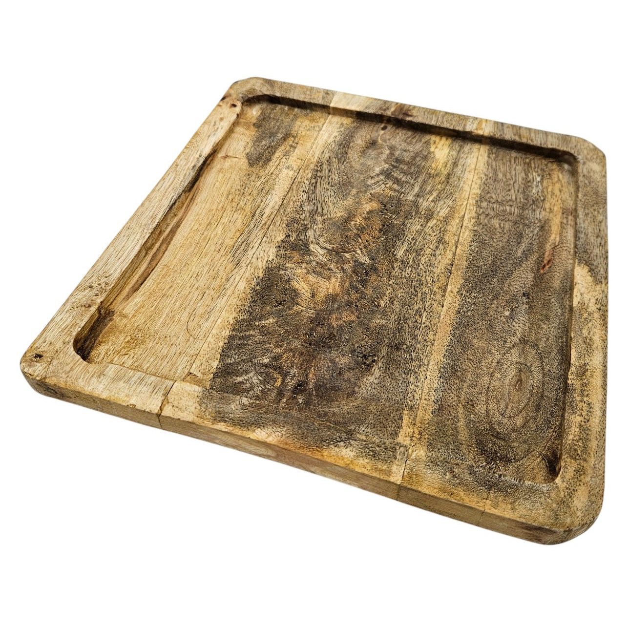 Tablett Mangoholz Holztablett Mango Holz Teller Deko braun hellbraun 24x24 cm