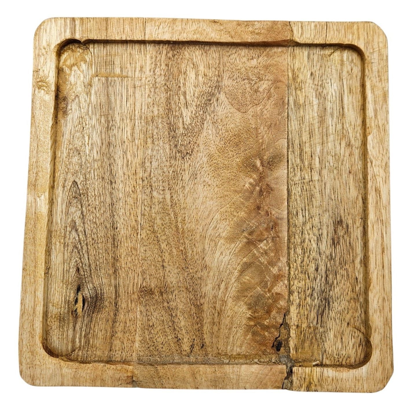 Tablett Mangoholz Holztablett Mango Holz Teller Deko braun hellbraun 24x24 cm