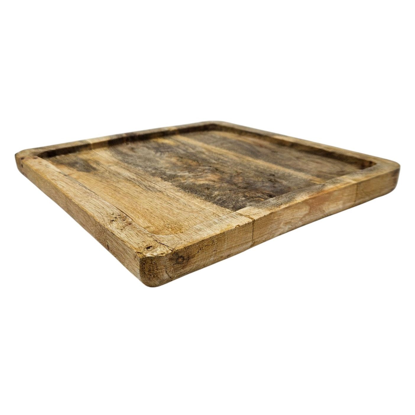 Tablett Mangoholz Holztablett Mango Holz Teller Deko braun hellbraun 24x24 cm
