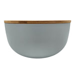 Salatschüssel mit Besteck Bambus grau 23 cm Holz Salatbesteck grau