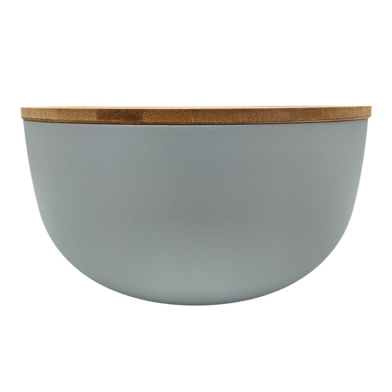 Salatschüssel mit Besteck Bambus grau 23 cm Holz Salatbesteck grau