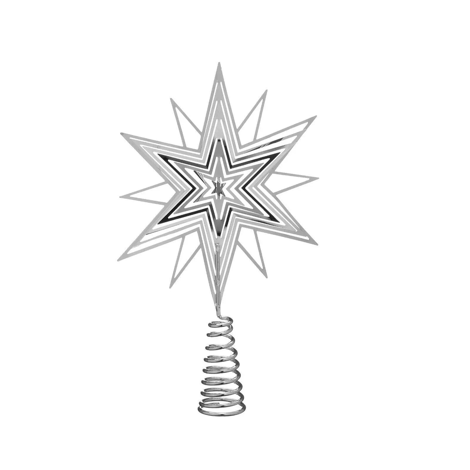 Tannenbaumspitze silber 20x13 cm Weihnachtsbaumspitze Christbaumspitze