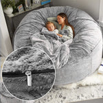 MainMall Sitzsack-Bezug – nur Bezug, kein gefüllter Sitzsack, großer runder, weicher & flauschiger PV-Velours Sofa-/Sofabett-Bezug, Wohnzimmermöbel, Lazy-Sofa-Bezug, 5 ft, Schnee-Grau