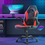 MainMall Ergonomischer Bürostuhl aus PU-Leder, drehbarer Computer- & Gamingstuhl mit Lendenstütze