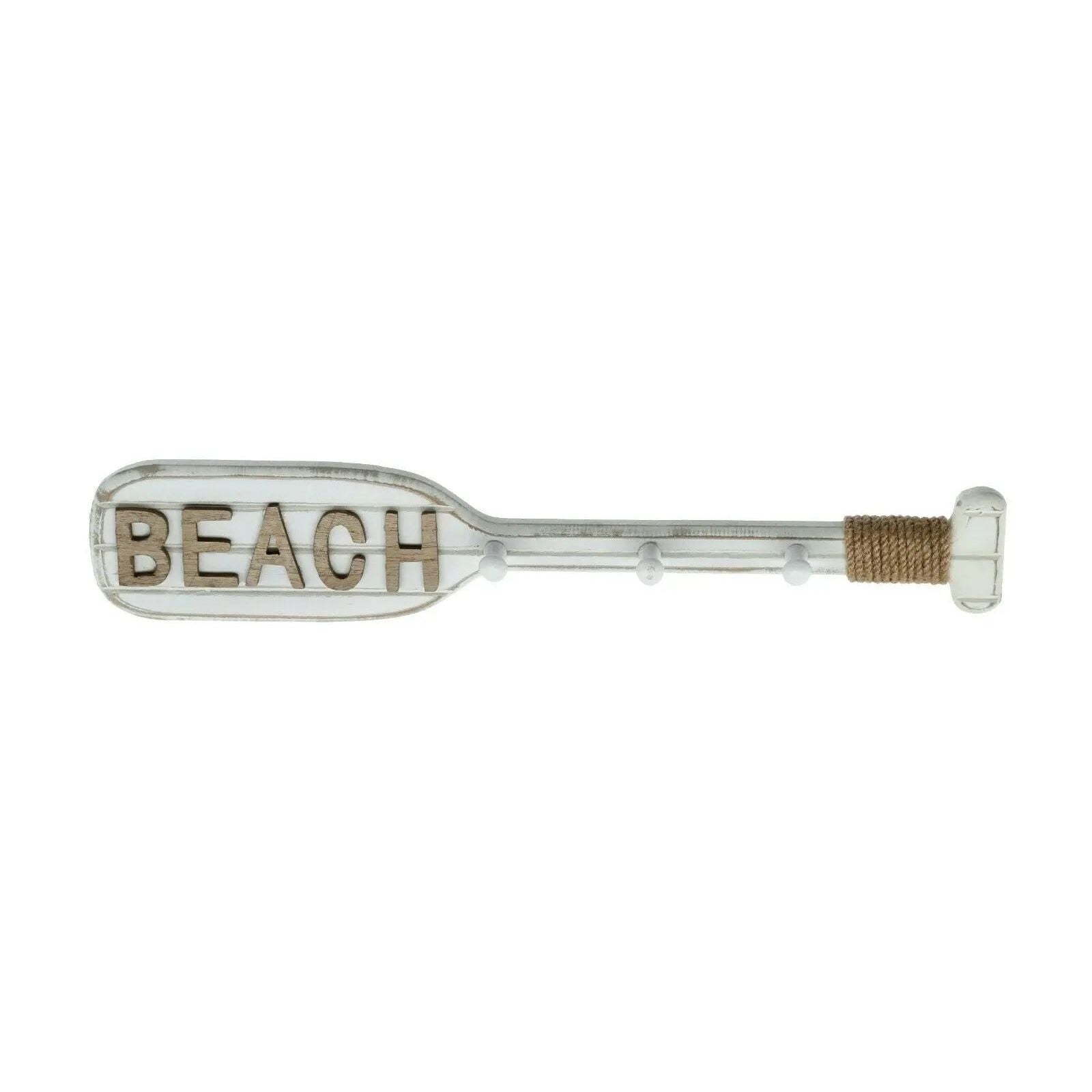 Paddel Hakenleiste 3 Haken weiß Holz Garderobe Dekopaddel Holzpaddel 52 cm BEACH