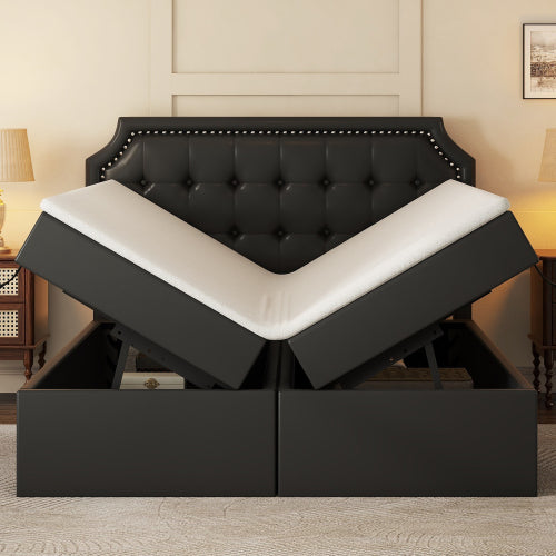 MainMall PU-Doppelbett mit Metallrahmen