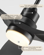 52 Inch Matte Black Finish Ceiling Fan With Remote Control
