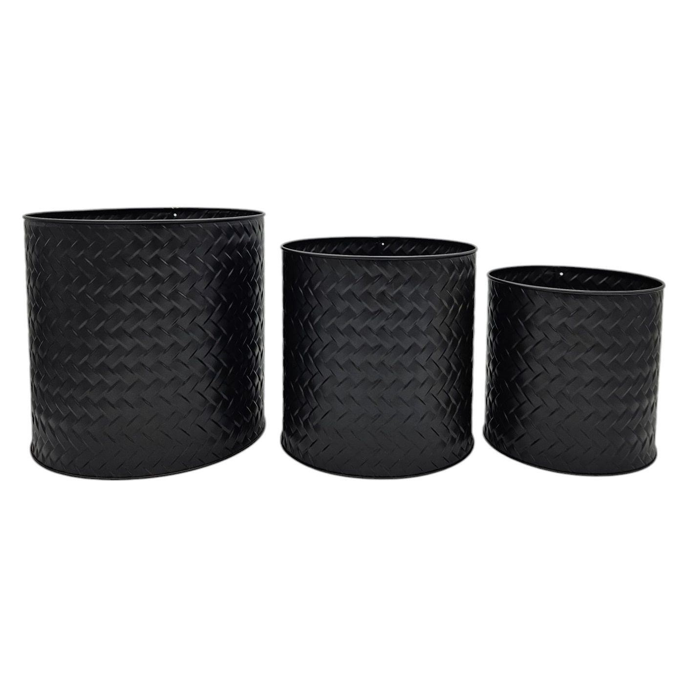 Blumentopf Übertopf Pflanzenkübel Topf Kübel 3er Set schwarz rund Metall Matt