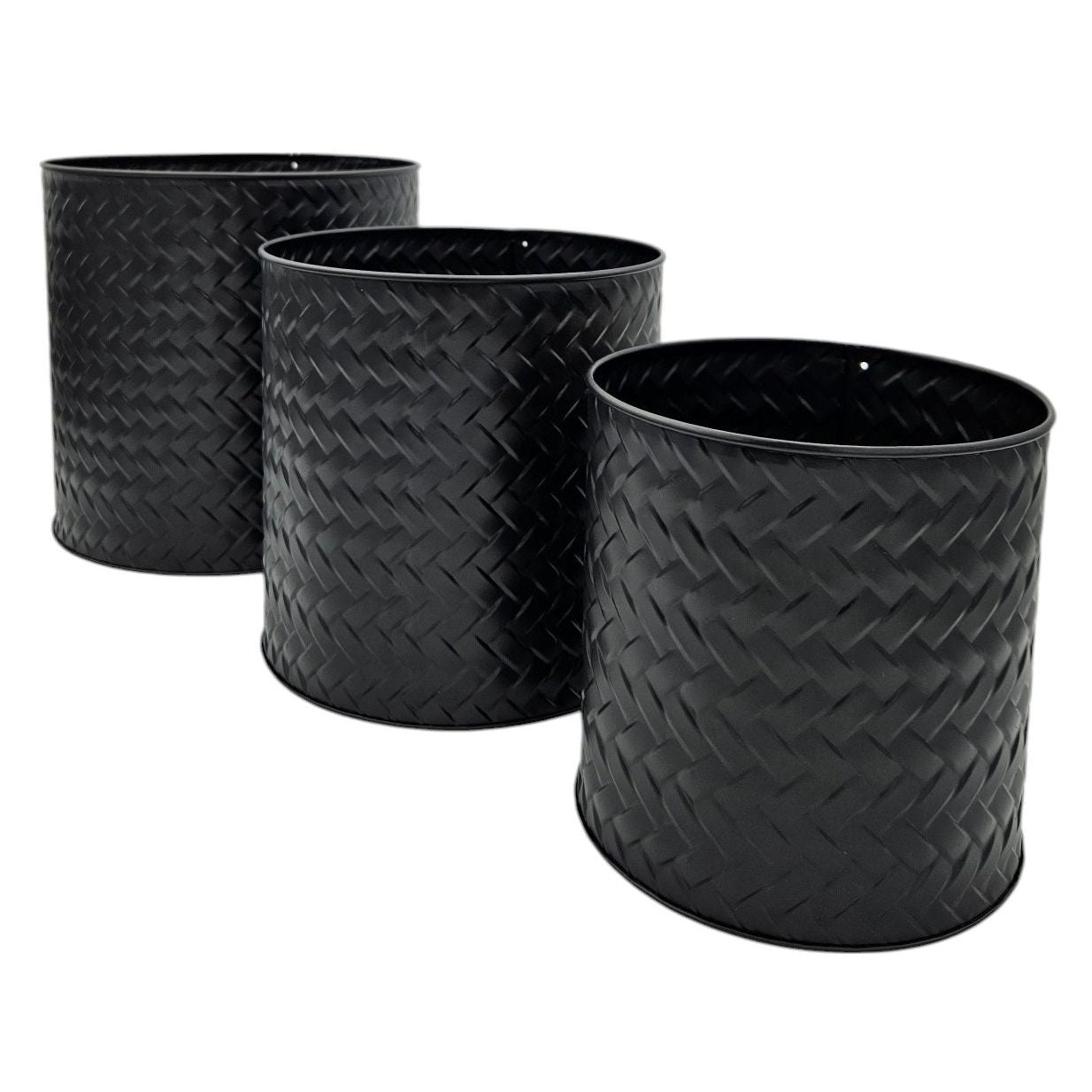 Blumentopf Übertopf Pflanzenkübel Topf Kübel 3er Set schwarz rund Metall Matt