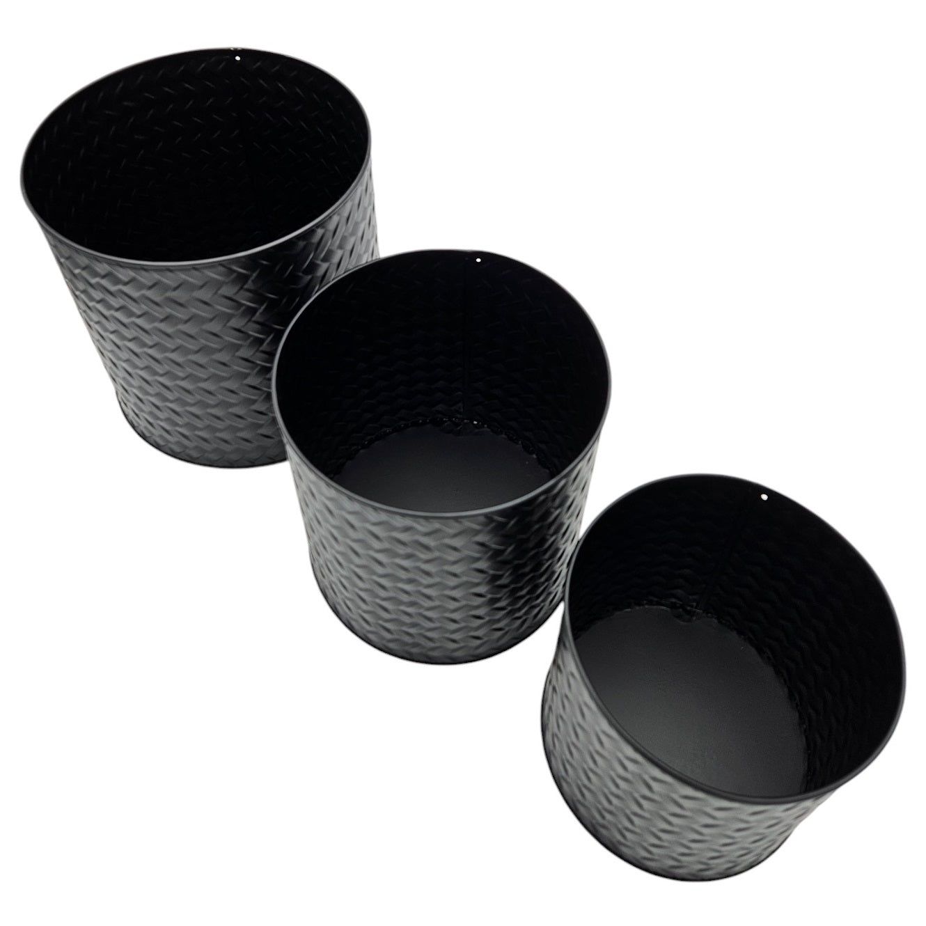Blumentopf Übertopf Pflanzenkübel Topf Kübel 3er Set schwarz rund Metall Matt
