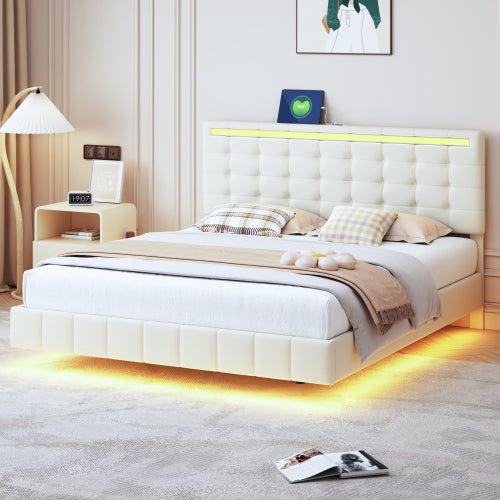 MainMall Doppelbett mit Leinenbezug
