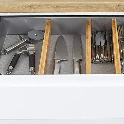 Besteckkasten Schubladeneinsatz Besteckeinsatz Holz Bambus 4-teilig verstellbar