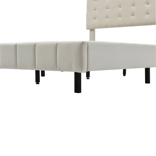 MainMall Doppelbett mit Leinenbezug