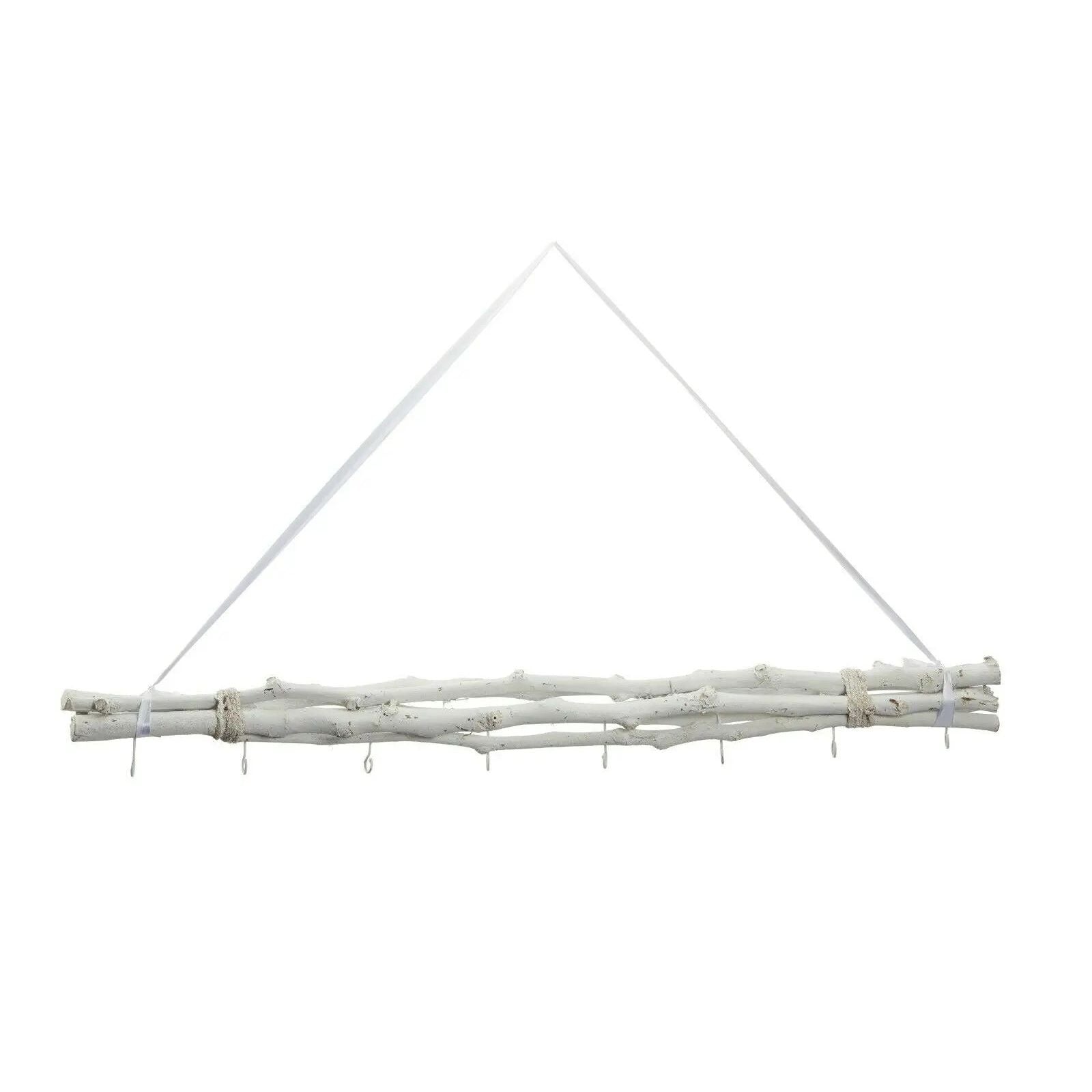 Dekozweige weiß Holz 8 Haken Fensterdeko Hängeast Deko Ast Hängezweige 80 cm
