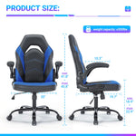 MainMall Ergonomischer Bürostuhl aus PU-Leder, drehbarer Computer- & Gamingstuhl mit Lendenstütze