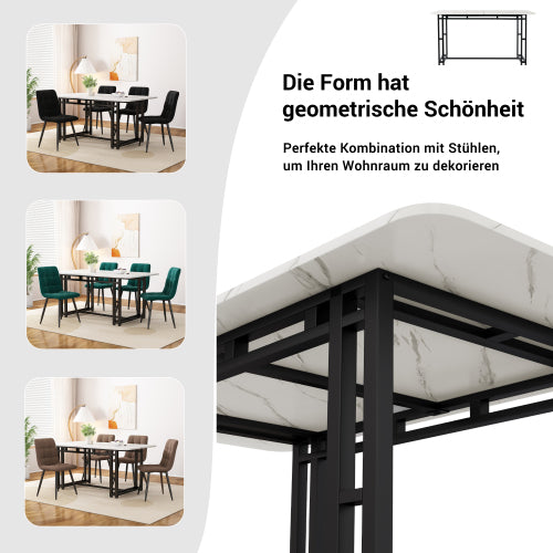 MainMall Moderner rechteckiger Esstisch mit Metallrahmen
