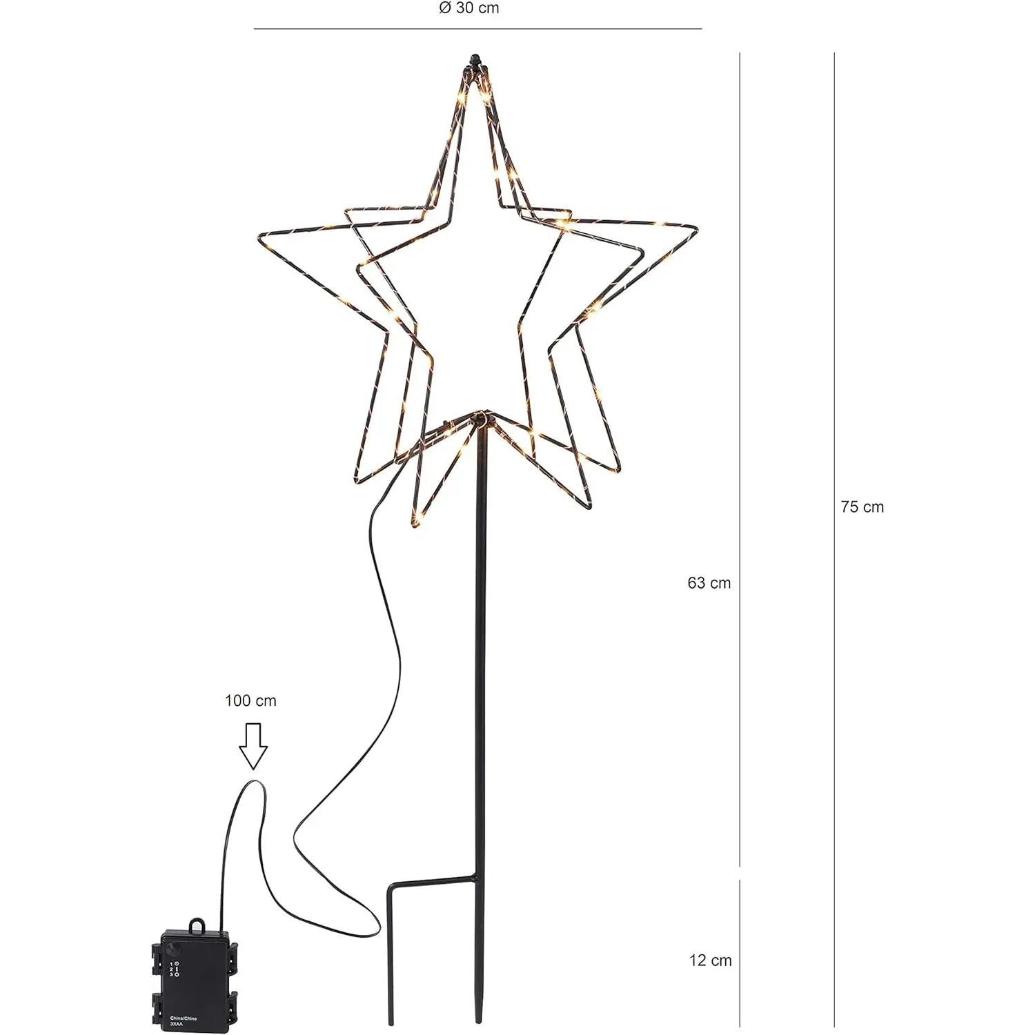 LED Gartenstecker Stern Weihnachtsbeleuchtung batteriebetrieben Timer warmweiß
