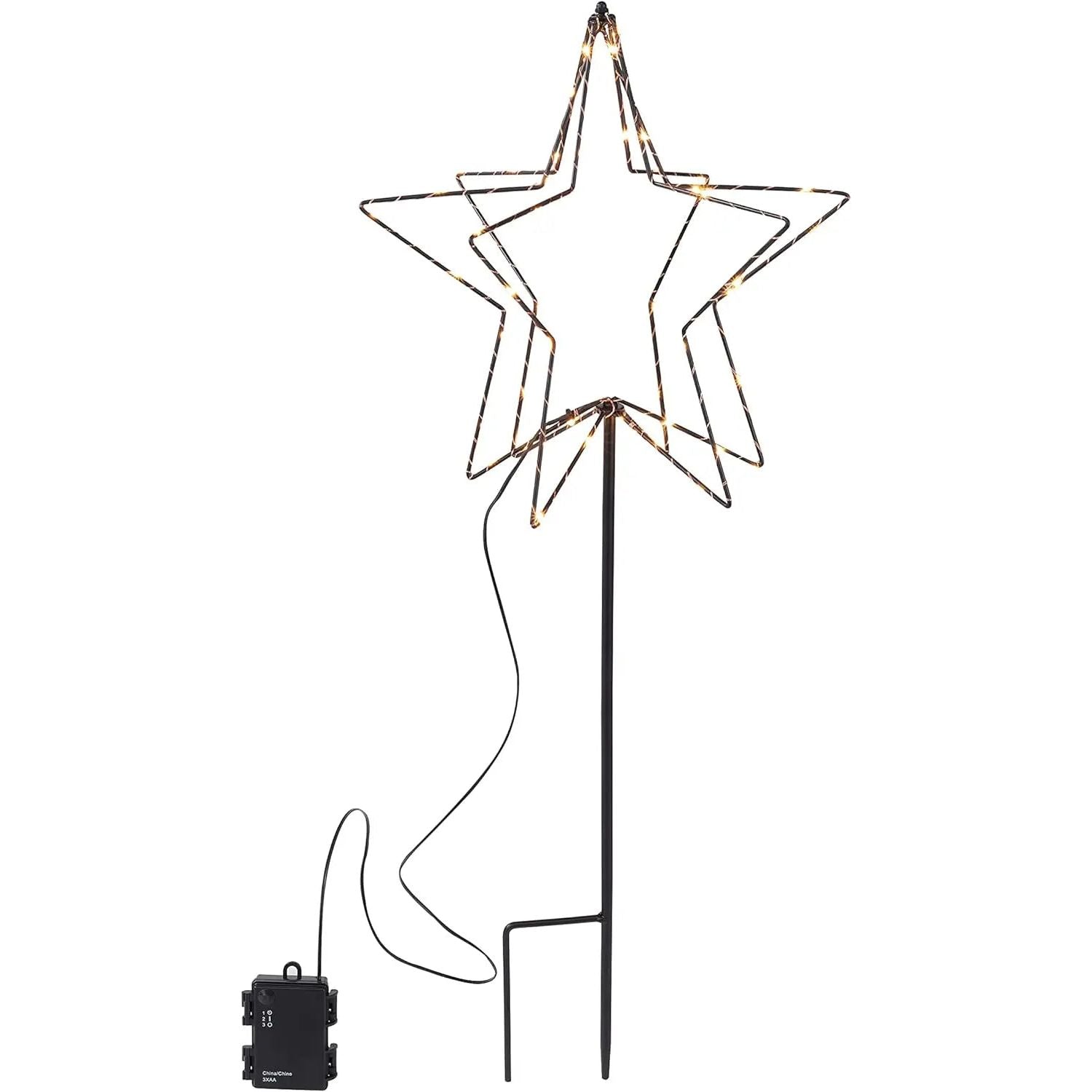 LED Gartenstecker Stern Weihnachtsbeleuchtung batteriebetrieben Timer warmweiß