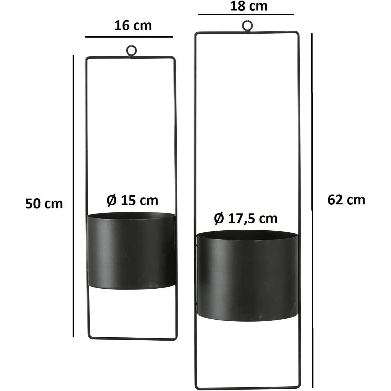 Hängetopf Blumentopf Metall schwarz indoor outdoor Balkon Fenster Blumenampel 2er set