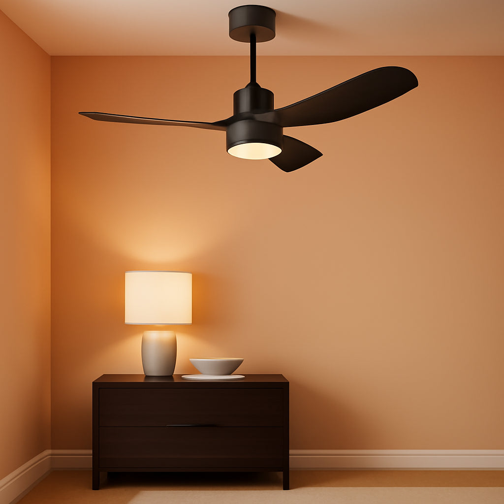 52 Inch Matte Black Finish Ceiling Fan With Remote Control