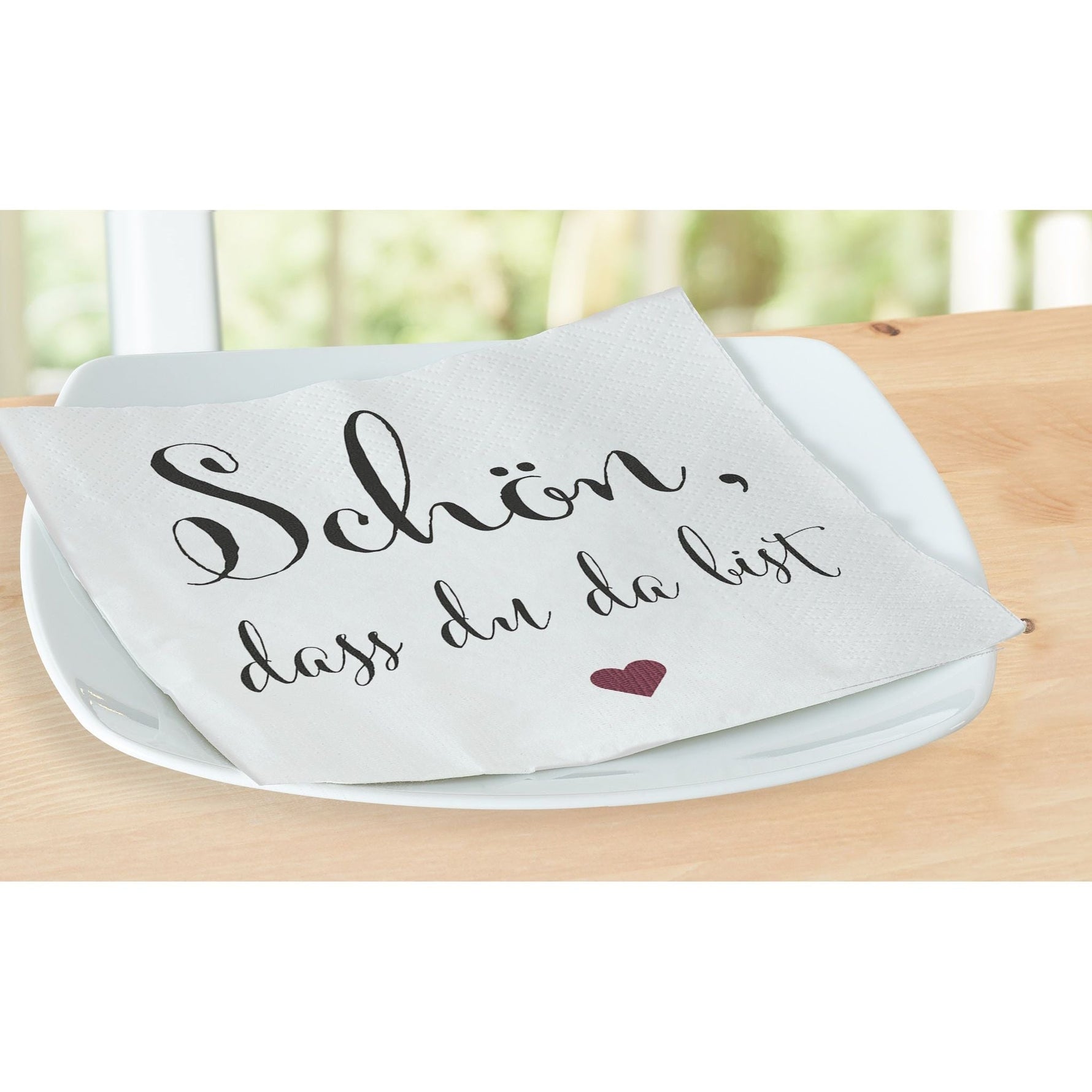 Servietten Schön dass du da bist 80 Stück Spruch Feier Fest Papier weiß 33x33 cm