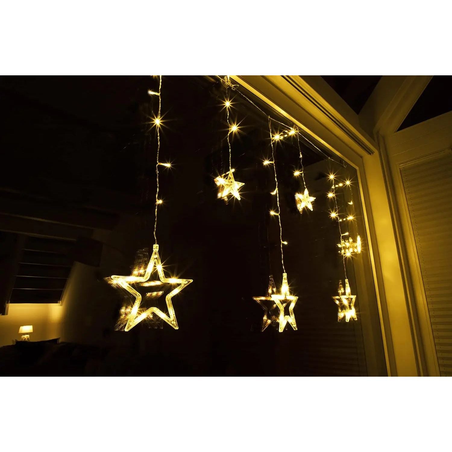 Lichterkette Sternenvorhang LED warmweiß Lichtervorhang 100x80cm Batterie Timer