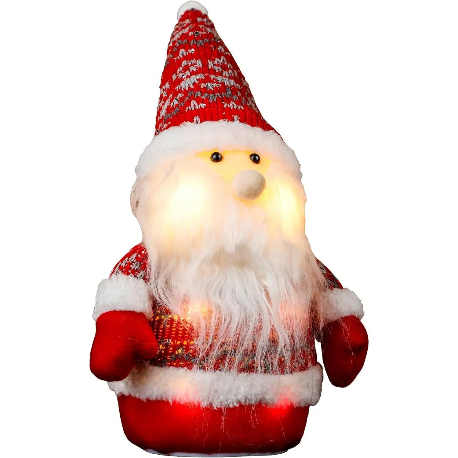 Weihnachtsmann LED Schal & Mütze Beleuchtung warmweiß Höhe 25 cm