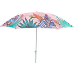 Sonnenschirm rosa mit tropischen Blättern UV-Schutz UPF 40+ Strandschirm Ø 155