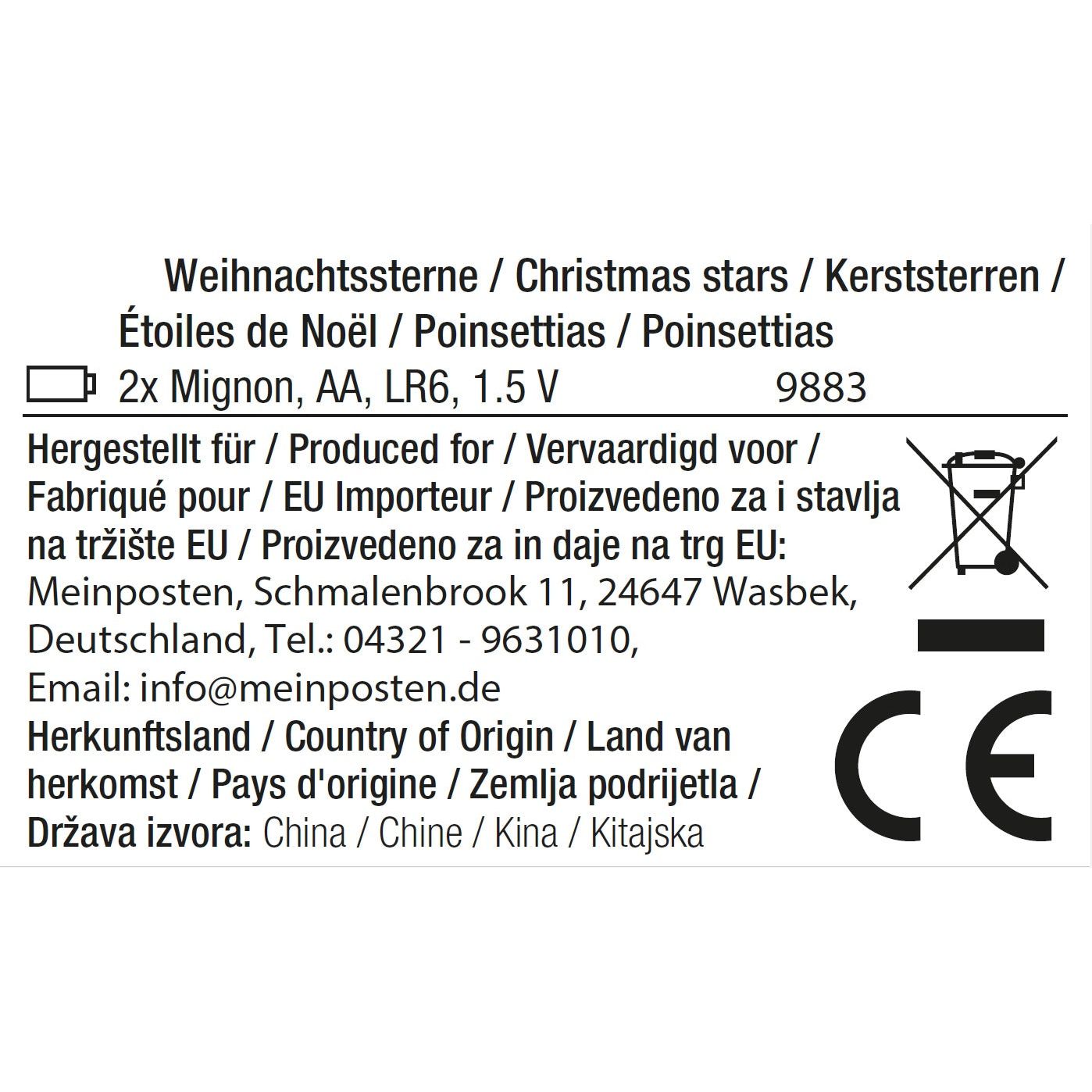 Weihnachten Stern LED 2er Set Beleuchtung Timer warmweiß Lichterkette innen