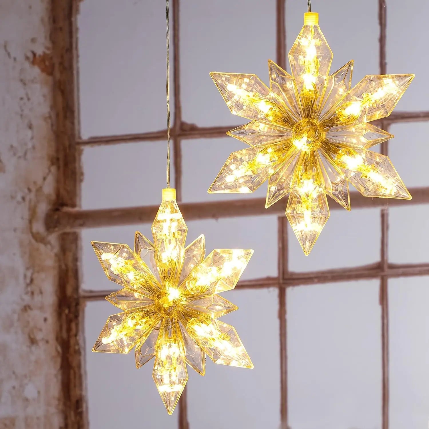 Weihnachten Stern LED 2er Set Beleuchtung Timer warmweiß Lichterkette innen