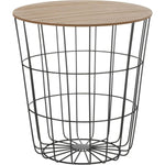 Beistelltisch Tisch mit Stauraum Ø 39 cm H=41 cm Metall/Holz Nachttisch Schwarz