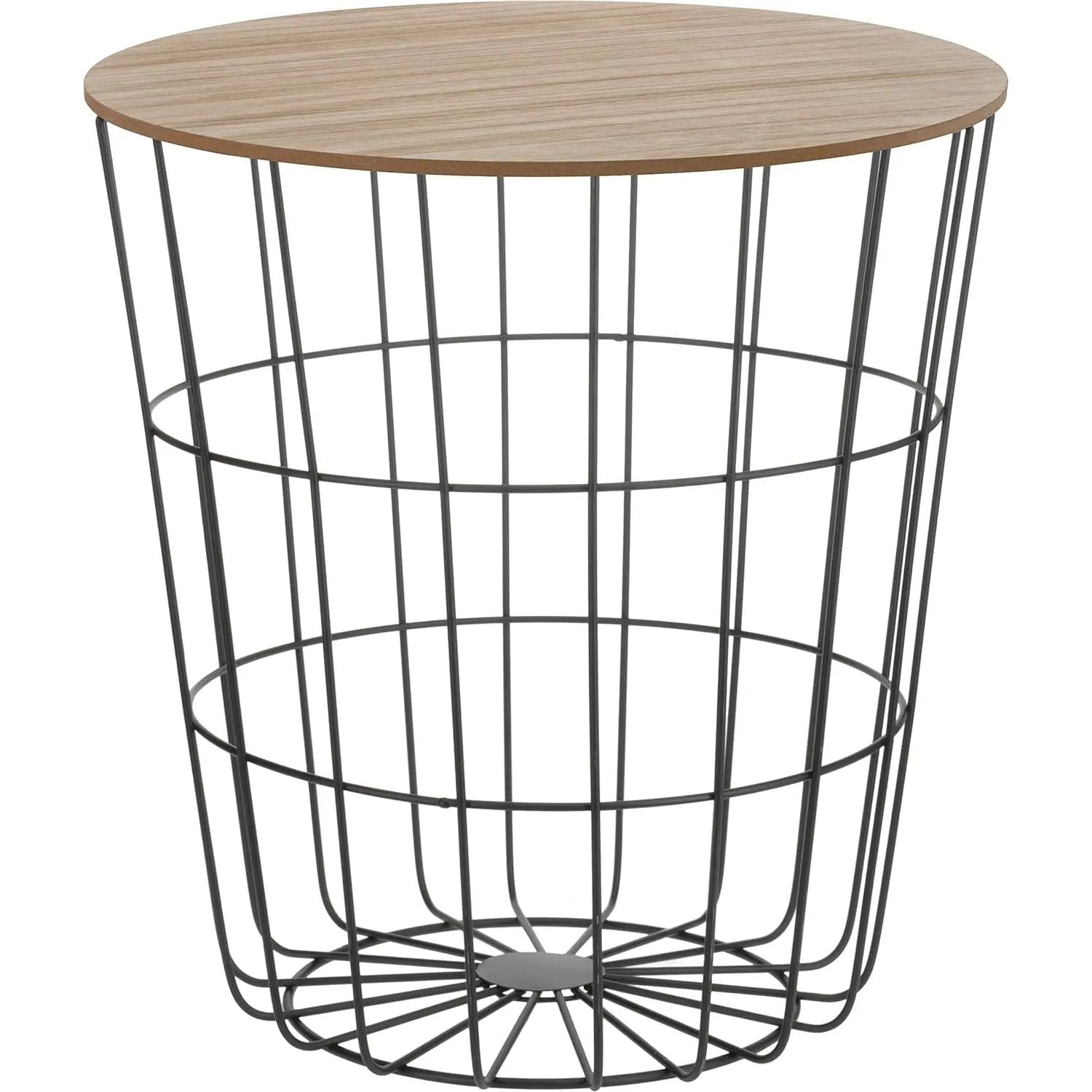 Beistelltisch Tisch Stauraum Korb Couchtisch Metall Nachttisch schwarz B-Ware
