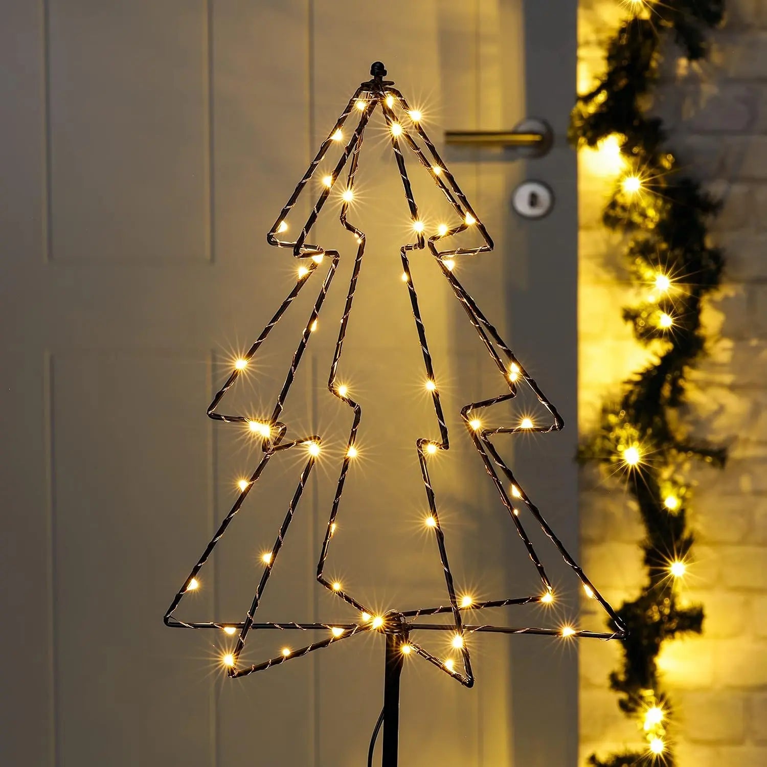 LED Gartenstecker Tannenbaum Weihnachtsbeleuchtung Beleuchtung Timer warmweiß