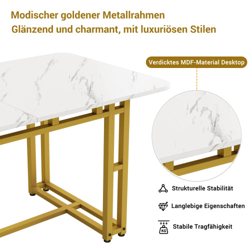 MainMall Rechteckiger Esstisch mit Metallgestell – moderner Küchentisch