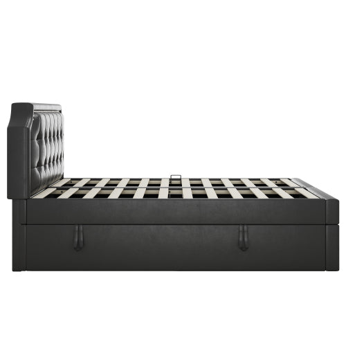 MainMall PU-Doppelbett mit Metallrahmen