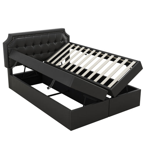 MainMall PU-Doppelbett mit Metallrahmen