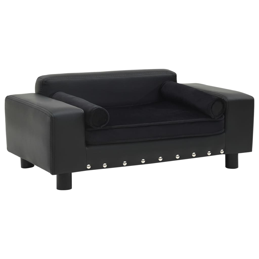 NNEVL Dog Sofa Black 81x43x31 cm Plush and Faux Leather