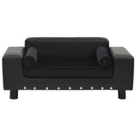 NNEVL Dog Sofa Black 81x43x31 cm Plush and Faux Leather