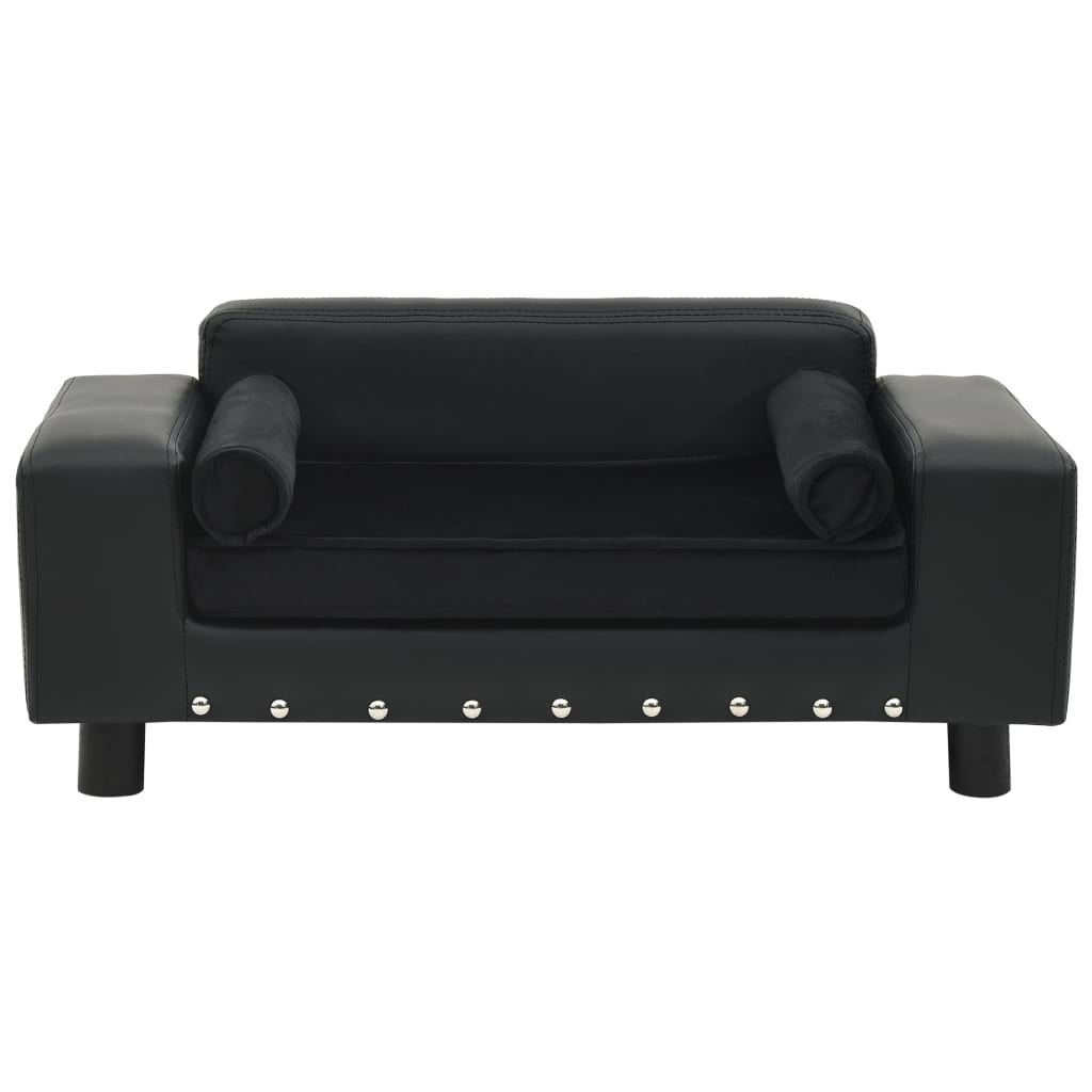 NNEVL Dog Sofa Black 81x43x31 cm Plush and Faux Leather