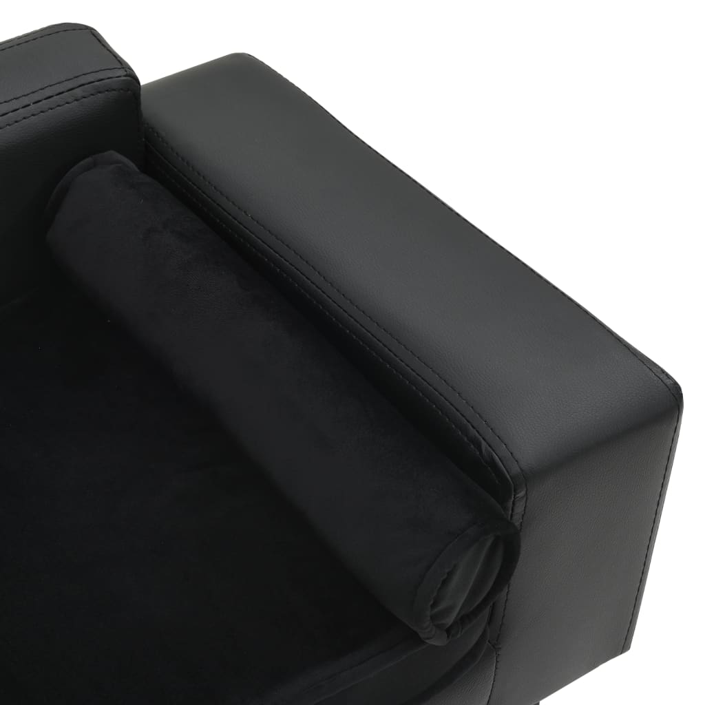 NNEVL Dog Sofa Black 81x43x31 cm Plush and Faux Leather