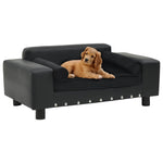 NNEVL Dog Sofa Black 81x43x31 cm Plush and Faux Leather