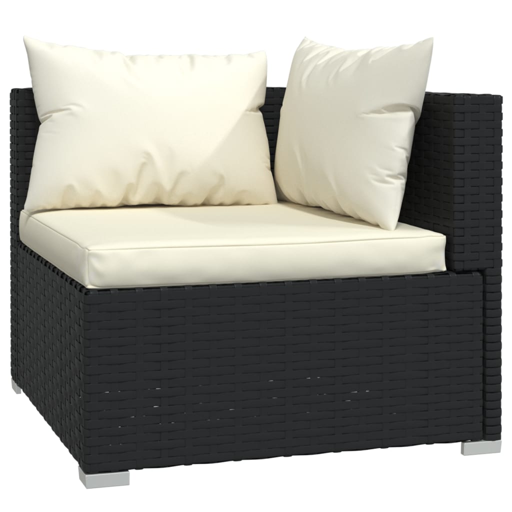 NNEVL 9 Piece Garden Lounge Set with Cushions Poly Rattan Black